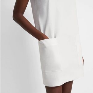 Theory Mod Shift Dress in Good Linen White, Size 6